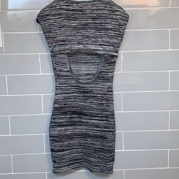 Dynamite Black and Gray Striped Mini Dress - Picture 7 of 13